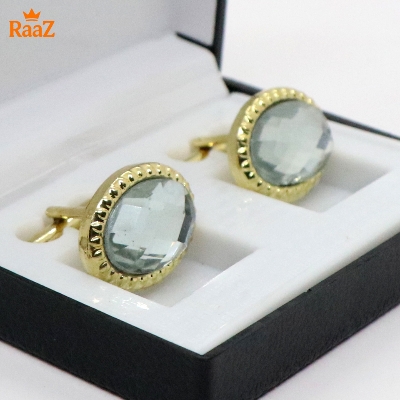 Picture of Golden Silver Floral Crest Antique Cufflink For Men