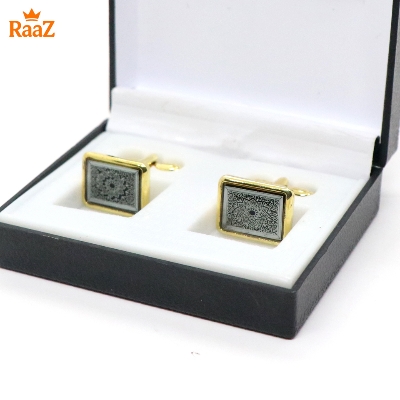 Picture of Golden Black Floral Crest Antique Cufflink For Men