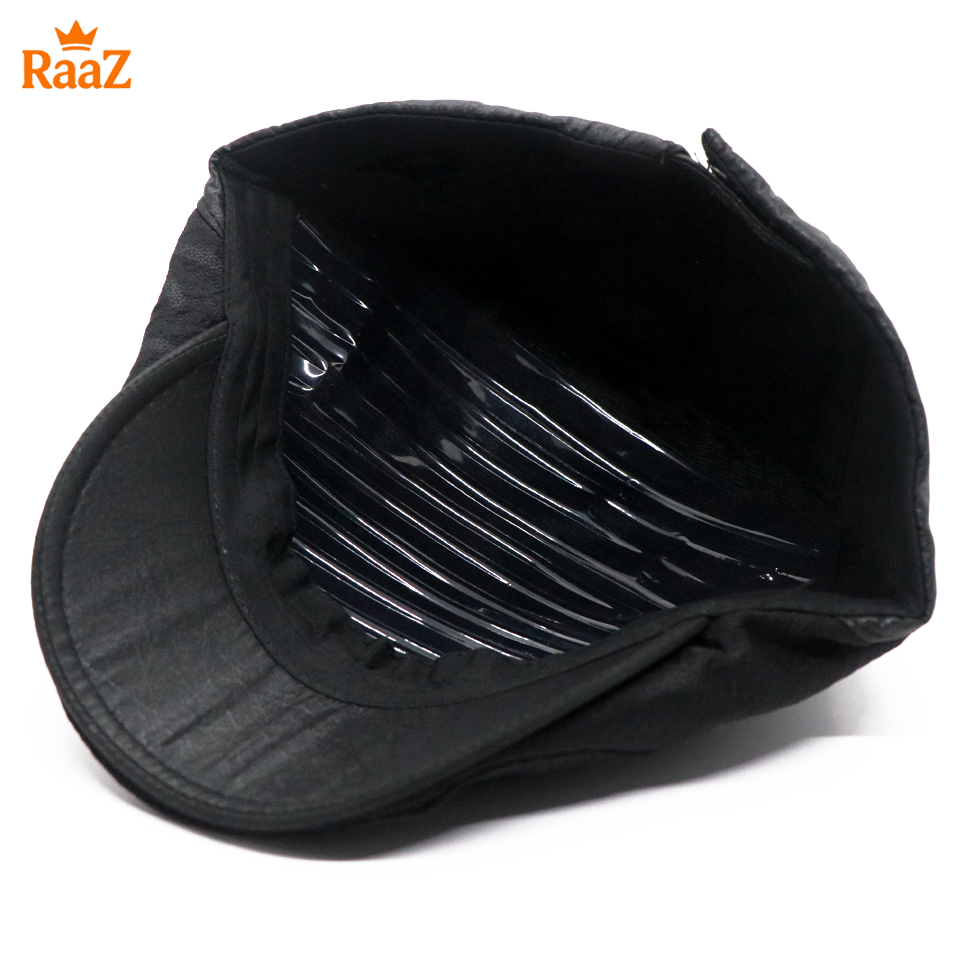 Picture of Black Vintage Style Wool Blend Flat Cap for Men – Adjustable Newsboy Hat