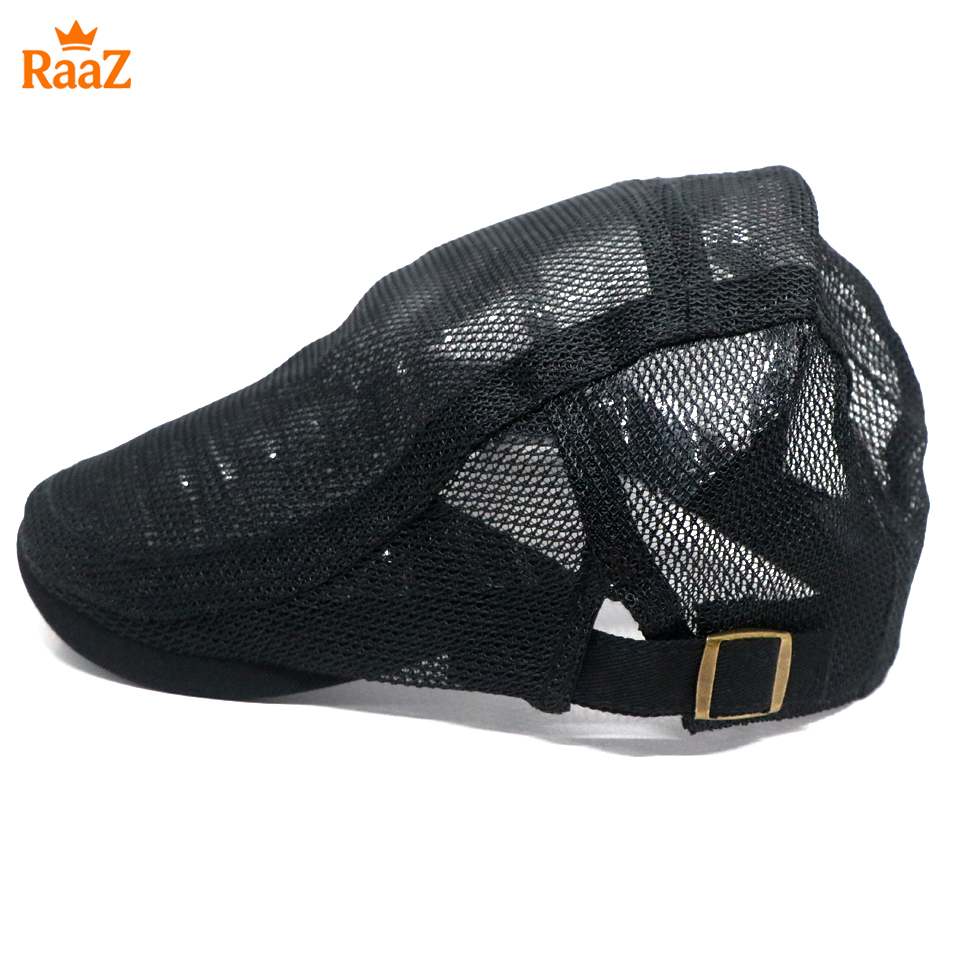 Picture of Black Lightweight Summer Mesh Flat Cap for Men – Breathable Outdoor Hat