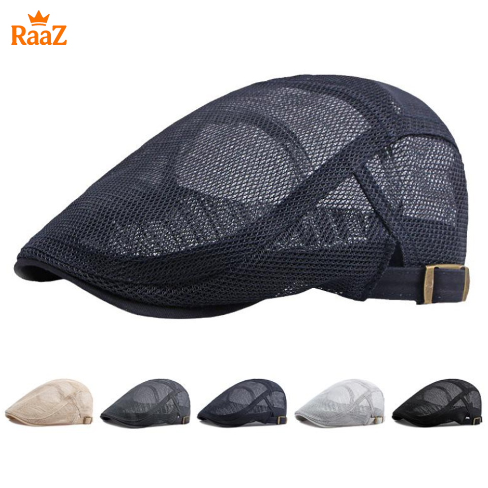 Picture of Navy Blue Lightweight Summer Mesh Flat Cap for Men – Breathable Outdoor Hat