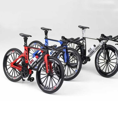 Picture of Showpiece Racing Bicycle, Miniature Alloy Racing Road Bike Model (Ash/Blue/Red Color)