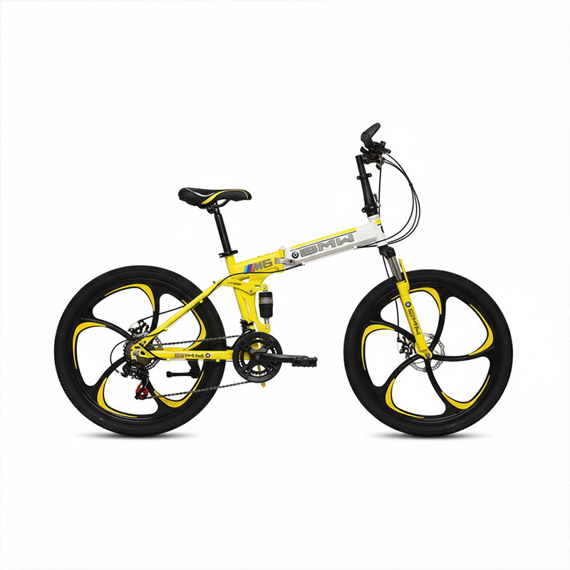 Picture of BMW (M6) Folding Bicycle | 26 Inch | Alloy Wheel | 06 Nives | Double Suspension | Shimano Gear & Brake | Double Disk Brake | Yellow Color.
