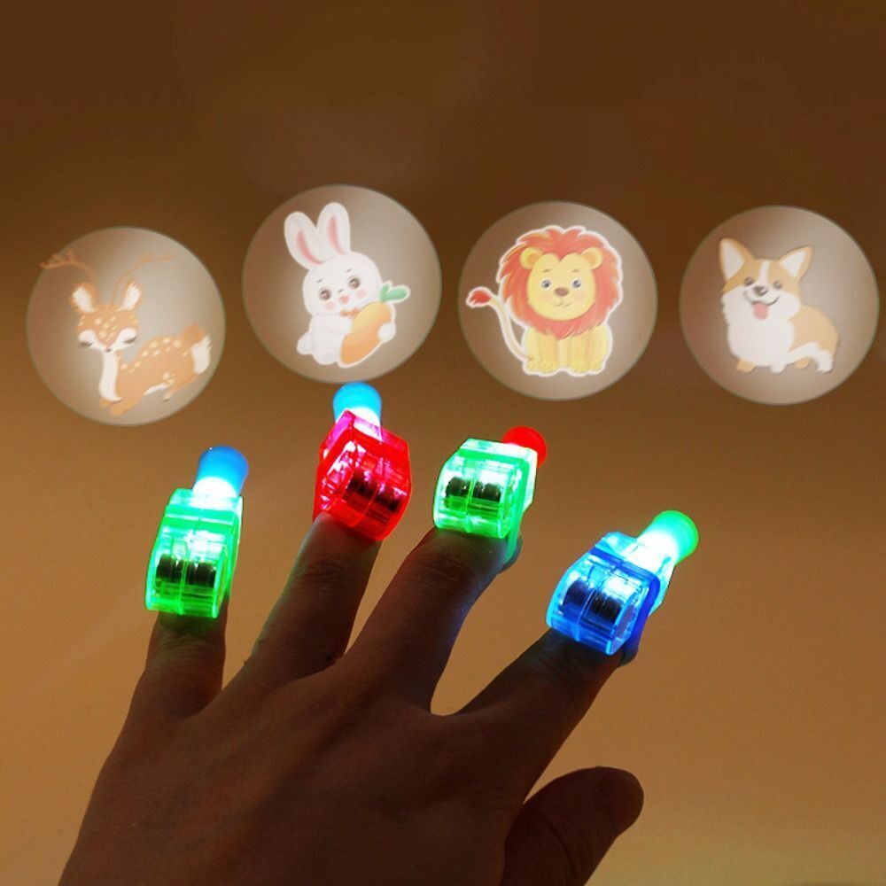 Picture of 5Pcs Cartoon Cute Projection LED Finger Light Toys Multi-pattern Light-emitting Ring Finger Light Toys Birthday Decorations