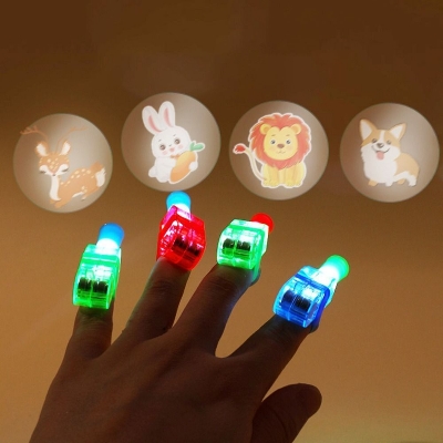 Picture of 5Pcs Cartoon Cute Projection LED Finger Light Toys Multi-pattern Light-emitting Ring Finger Light Toys Birthday Decorations