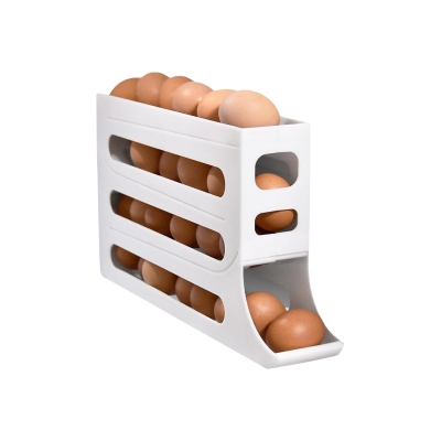 Picture of Rolling Egg Holder | 4 Tiers Rolling Egg Dispenser | Automatic Sliding Egg Storage Box | Portable Large Capacity Egg Container | Space Saving Egg Tray | for Refrigerator Kitchen Countertop
