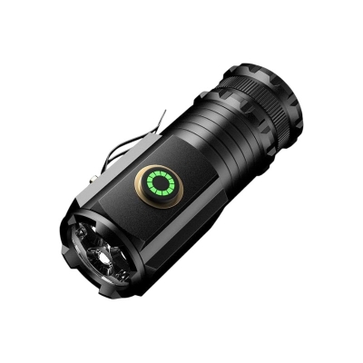 Picture of Mini Magnet Canon Flashlight High Bright Flashlight LED Torch Light Outdoor Pocket Size Flashlight Rechargeable Waterproof Torch Light for Hiking Hunting Camping Compact And Portable Strong  Side Pen Clip Design Five Modes Non-scalded