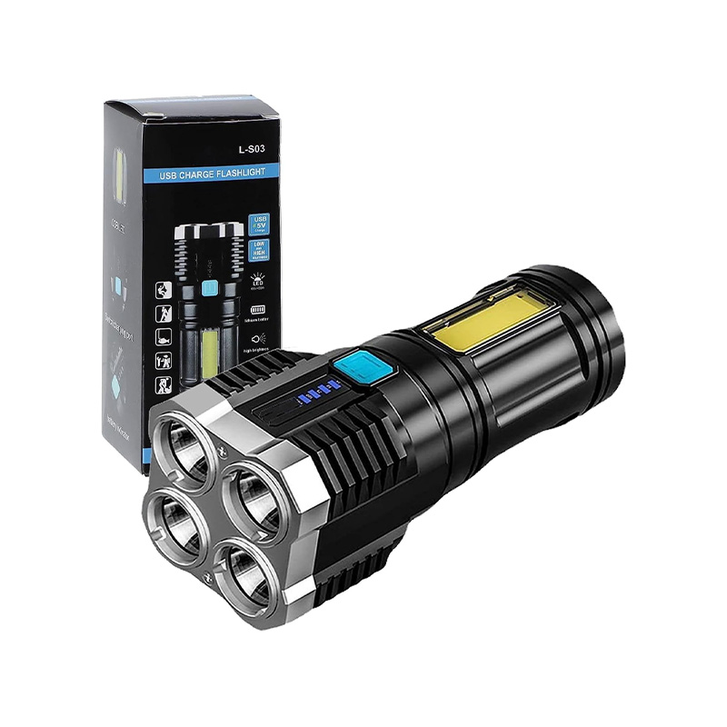 Picture of Versatile Rechargeable Flashlight with Battery Indicator - 4 Modes, 4 LED + COB for All-Purpose Use