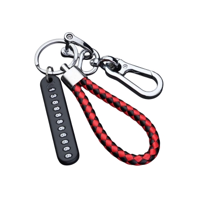 Picture of Anti-Lost Keychain Pendant With Phone Number Strip Braided Rope Car Keychain Keyring Men's Women's