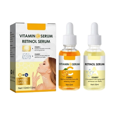Picture of Vitamin C Serum and Retinol Serum, Anti Aging Serum Set with Hyaluronic Acid - Morning C and Evening A Serum Face Care Reduce Fine Lines Shrink Pores Anti Wrinkles(10ml+10ml)