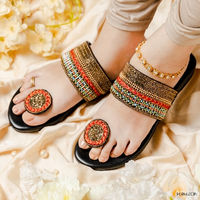 Picture of Hermizon Lilaboti Multicolour Summer Women's Sandals/Slippers/Flats/Slip Ons