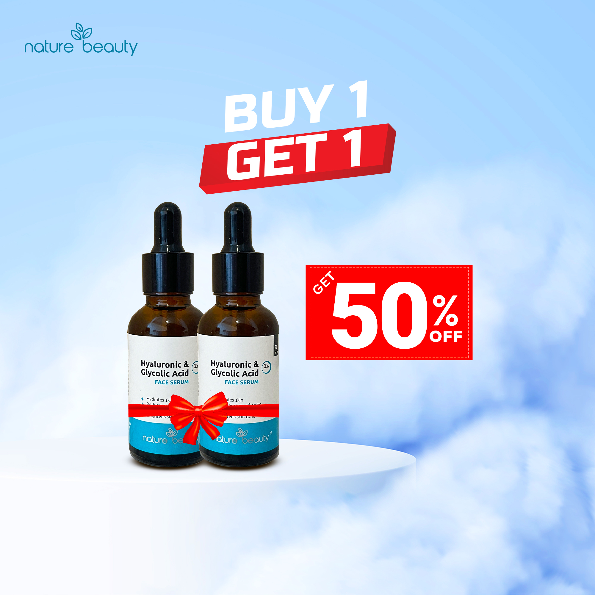 Picture of Nature Beauty Hyaluronic 1% & Glycolic Acid 2% Serum (B1G1)