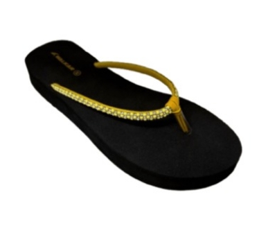 Picture of Ladies Lifestyle Black-Yellow sandal
