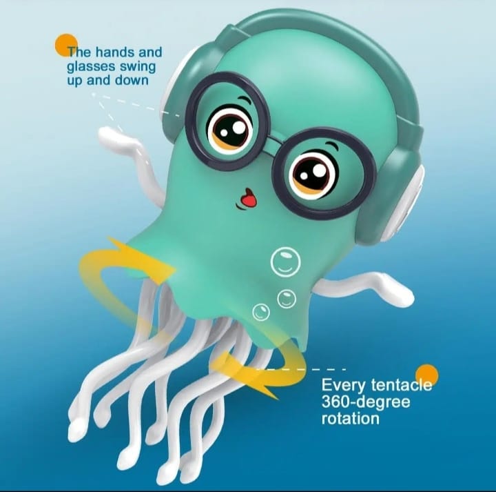 Picture of Dancing Musical Jellyfish Toy with 360° Rotating Tentacles | Electric Walking Baby Toy with Swinging Arms & Glasses