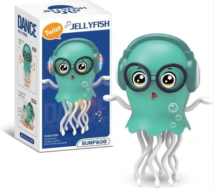 Picture of Dancing Musical Jellyfish Toy with 360° Rotating Tentacles | Electric Walking Baby Toy with Swinging Arms & Glasses