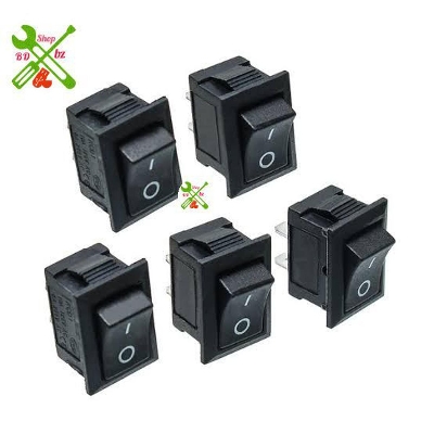 Picture of Black Mini 3 Pin On Off Switch 6A-10A 250V XL601- 3 Pin Snap-in On/Off Rocker Switch 22 x 15 mm