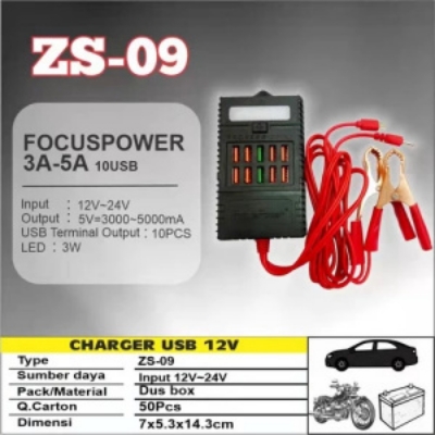 Picture of Multi Fictional DC Mobile Charger 10 USB Port charger - Ash led