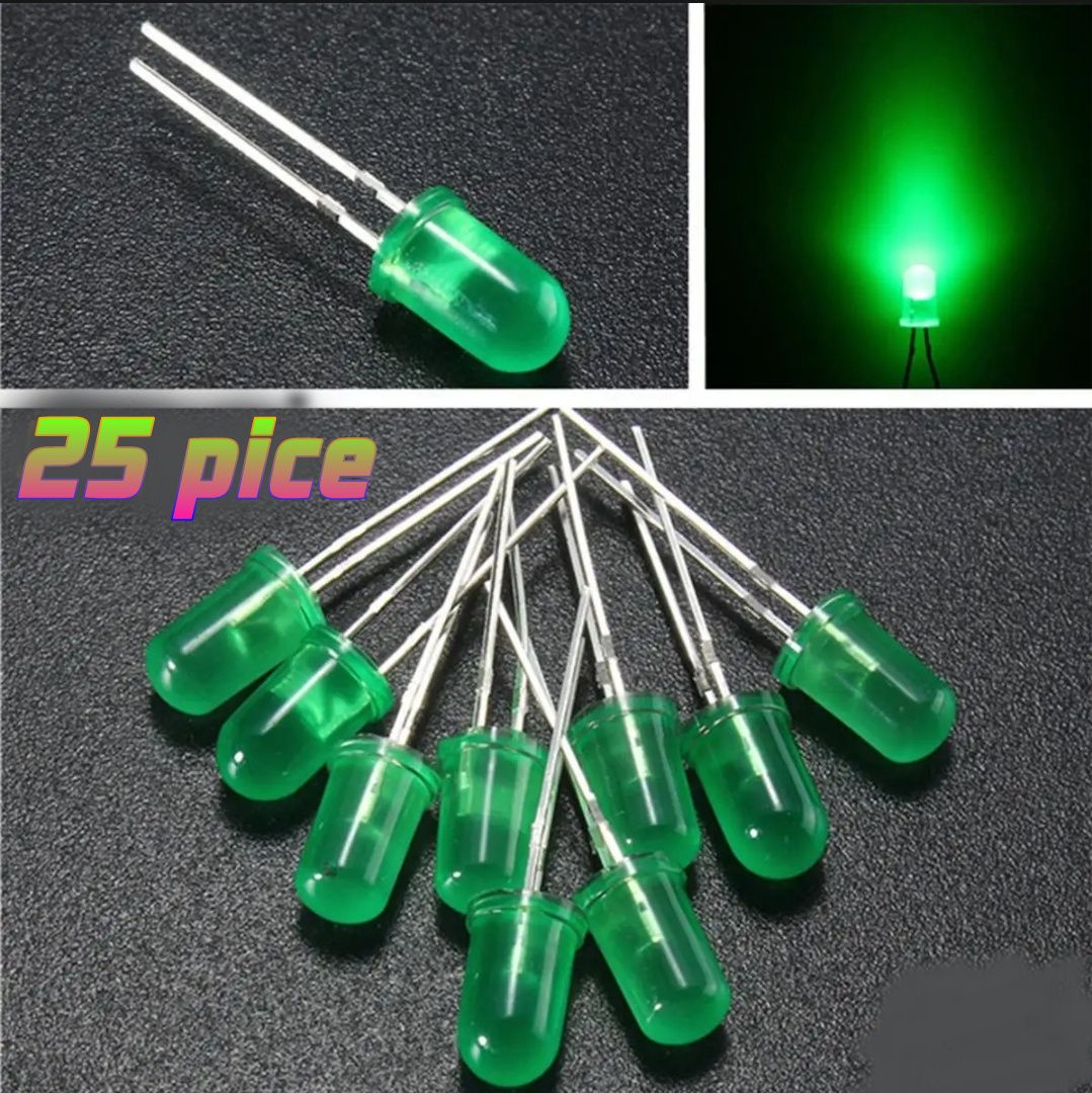 Picture of Green colour 5mm Round led 25 pice