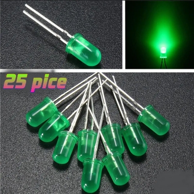 Picture of Green colour 5mm Round led 25 pice