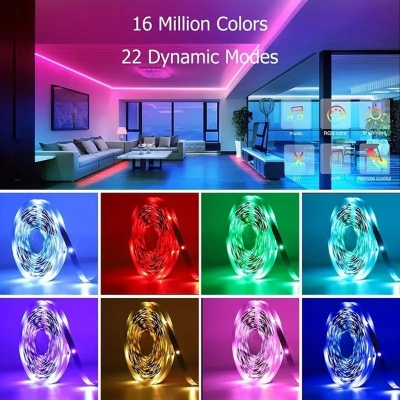 Picture of LED Strip Lights 16ft Music Sync LED Lights Waterproof Strip Lights With Remote And App Control For Bedroom Decoration