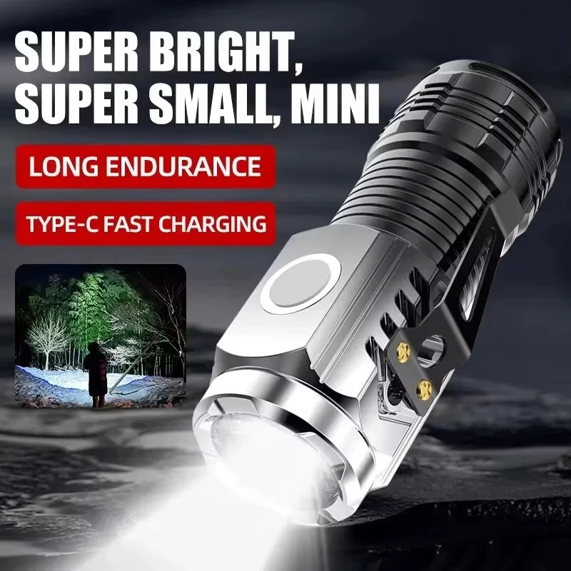 Picture of 3 LED Super Bright Flashlight Rechargeable For Long Range Portable Small Flashlight With Pen Clip And Tail Magnet Light Hot