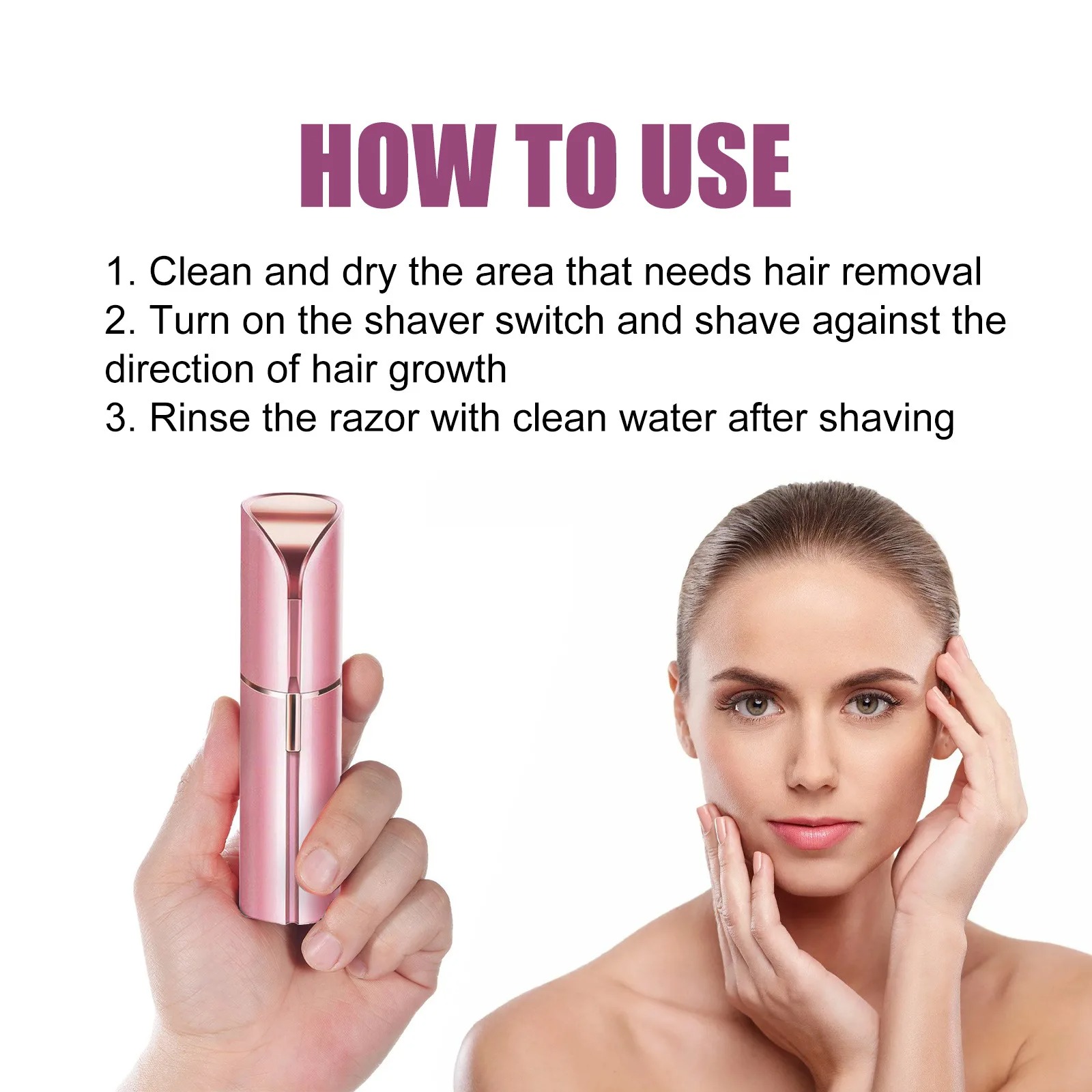 Picture of Portable Lipstick Shaped Electric Hair Remover For Women Painless And Effective Facial Hair Removal Home Razor Shaver Tool