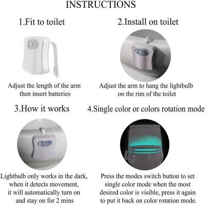 Picture of PIR Motion Sensor Toilet Seat Night Light 8Colors Waterproof Backlight for Toilet Bowl LED Luminaria Lamp WC Toilet Light