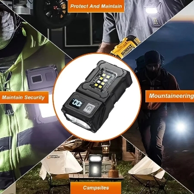 Picture of Multifunctional COB Flashlight Ajustable Angle LED Outdoor Torch Portable Keychain Light Magnetic Camping Warning Lamp