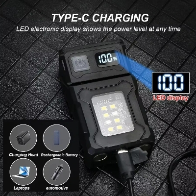 Picture of Multifunctional COB Flashlight Ajustable Angle LED Outdoor Torch Portable Keychain Light Magnetic Camping Warning Lamp