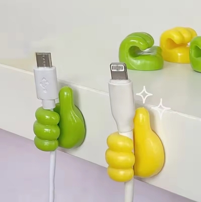 Picture of Silicone Thumb Wall Hooks, Self Adhesive Thumb Hook Multifunction Cable Clips Creative Holder Wall Hangers for Storage (multicolor-5pcs)