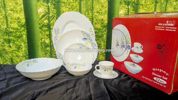 52 pc Nasir Opal Glass & Crockery Ind. Ltd Picture of 52 Pcs Pyrex Opal Glassware White Oven Save Dinner Set - Dinner Set