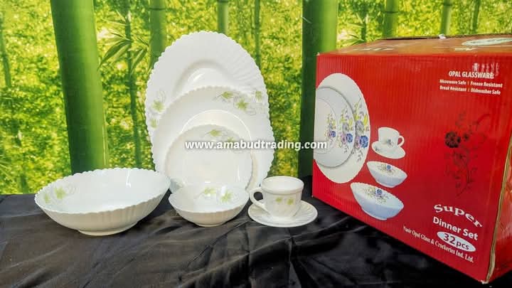 52pc Nasir Opal Glass & Crockery Ind. Ltd Picture of 52 Pcs Pyrex Opal Glassware White Oven Save Dinner Set - Dinner Set
