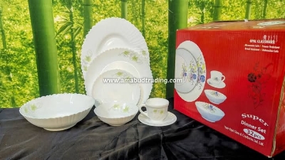 52pc Nasir Opal Glass & Crockery Ind. Ltd Picture of 52 Pcs Pyrex Opal Glassware White Oven Save Dinner Set - Dinner Set