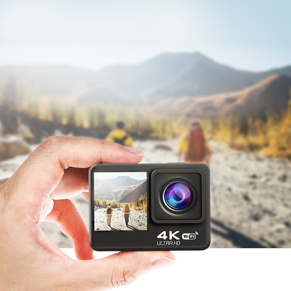 Picture of AUSEK Q60TR WIFI 4K WIFI 60Fps Ultra HD Waterproof Sports Action Camera - COMBO PACK (2 Battery, Charger, Microphone, Remote)
