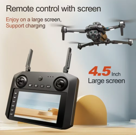 Picture of Pro Max Drone Brushless 4K HD Dual Camera Optical Flow Obstacle Avoidance Foldable Quadcopter RC Distance with 4.5 inch Display Remote dgb