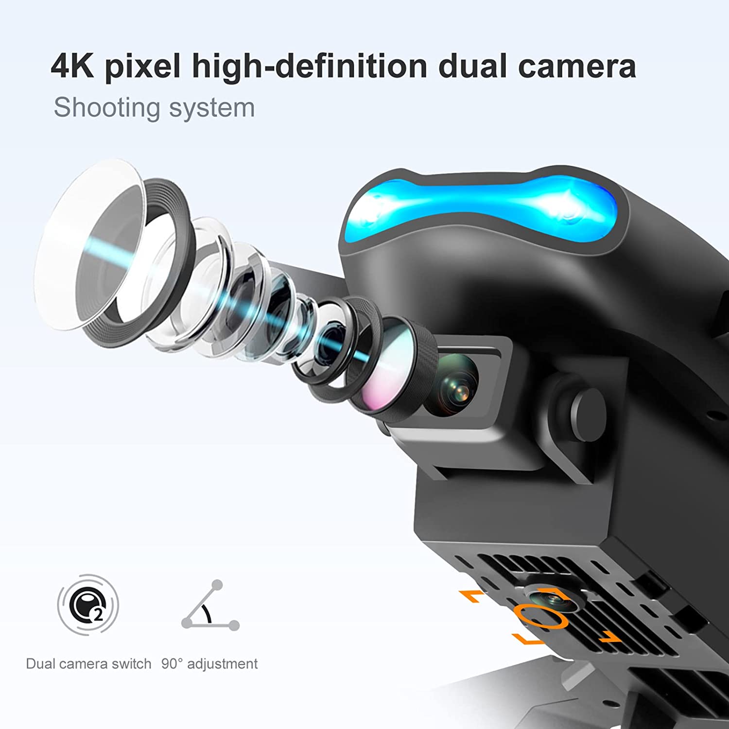 Picture of Four Sided Optical Flow Obstacle Avoidance WIFI Remote Control Helicopter 4K Dual Camera Drone Apps Controlled
