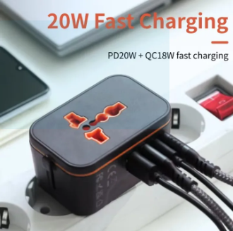 Picture of Universal Travel Adapter With PD20W Fast Charging And QC18W Multi-functional Portable Mobile Phone Charger Suitable For Europe