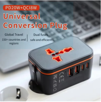 Picture of Universal Travel Adapter With PD20W Fast Charging And QC18W Multi-functional Portable Mobile Phone Charger Suitable For Europe