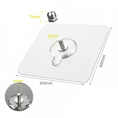 Picture of 6Pcs Strong Self Adhesive Nails Poster Seamless Wall Hook Waterproof Durable Transparent Screw Hanger Hook for Kitchen Bathroom - Wall Hook