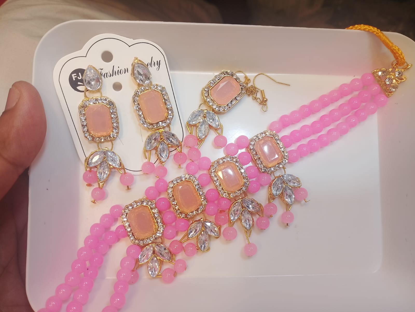 Picture of Jewel Addiction Gold Plated Polki Kundan And Pearls Choker Necklace Set White Picture of Jewel Addiction Gold Plated Polki Kundan And Pearls Choker Necklace Set White