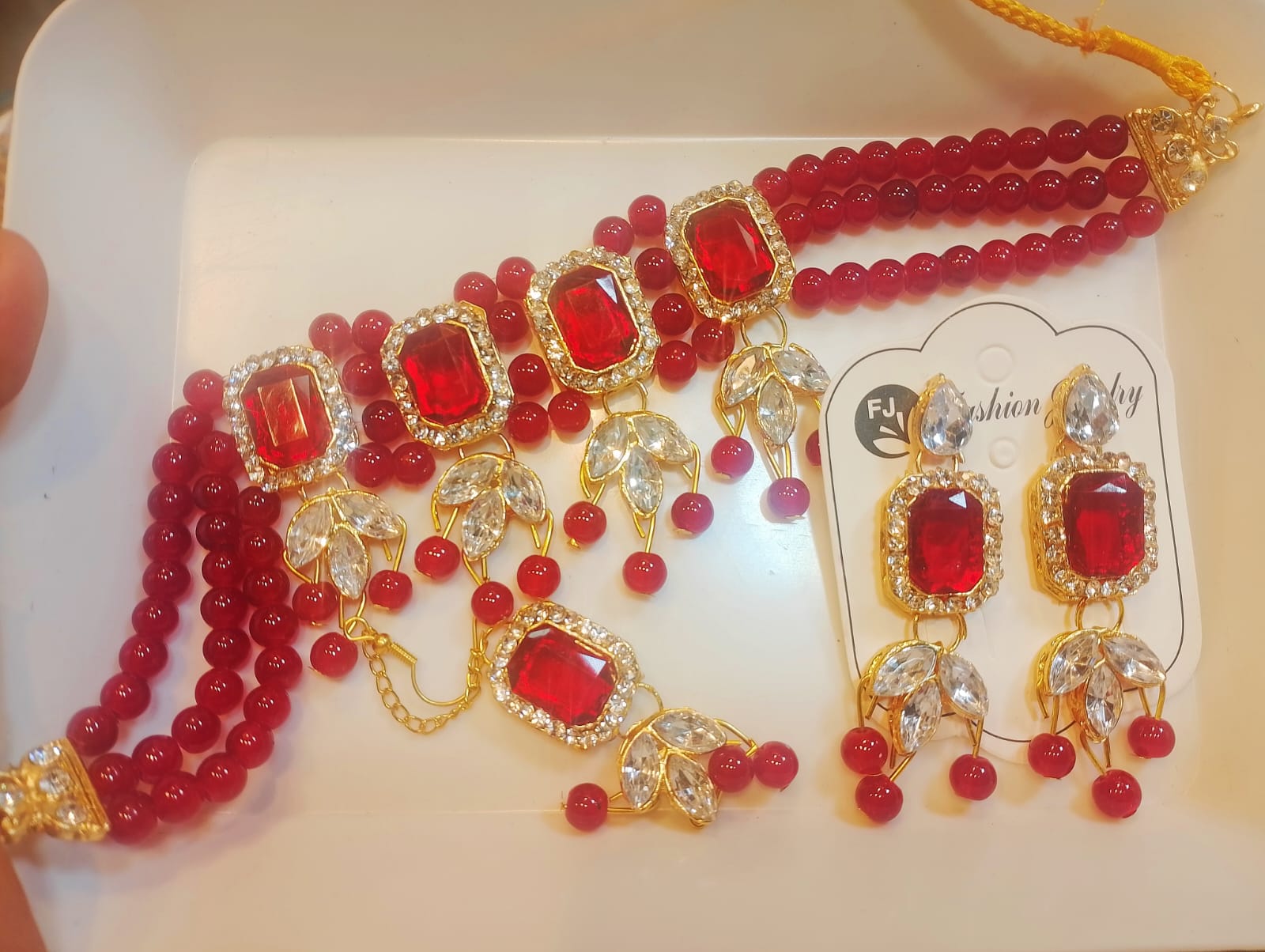 Picture of Jewel Addiction Gold Plated Polki Kundan And Pearls Choker Necklace 