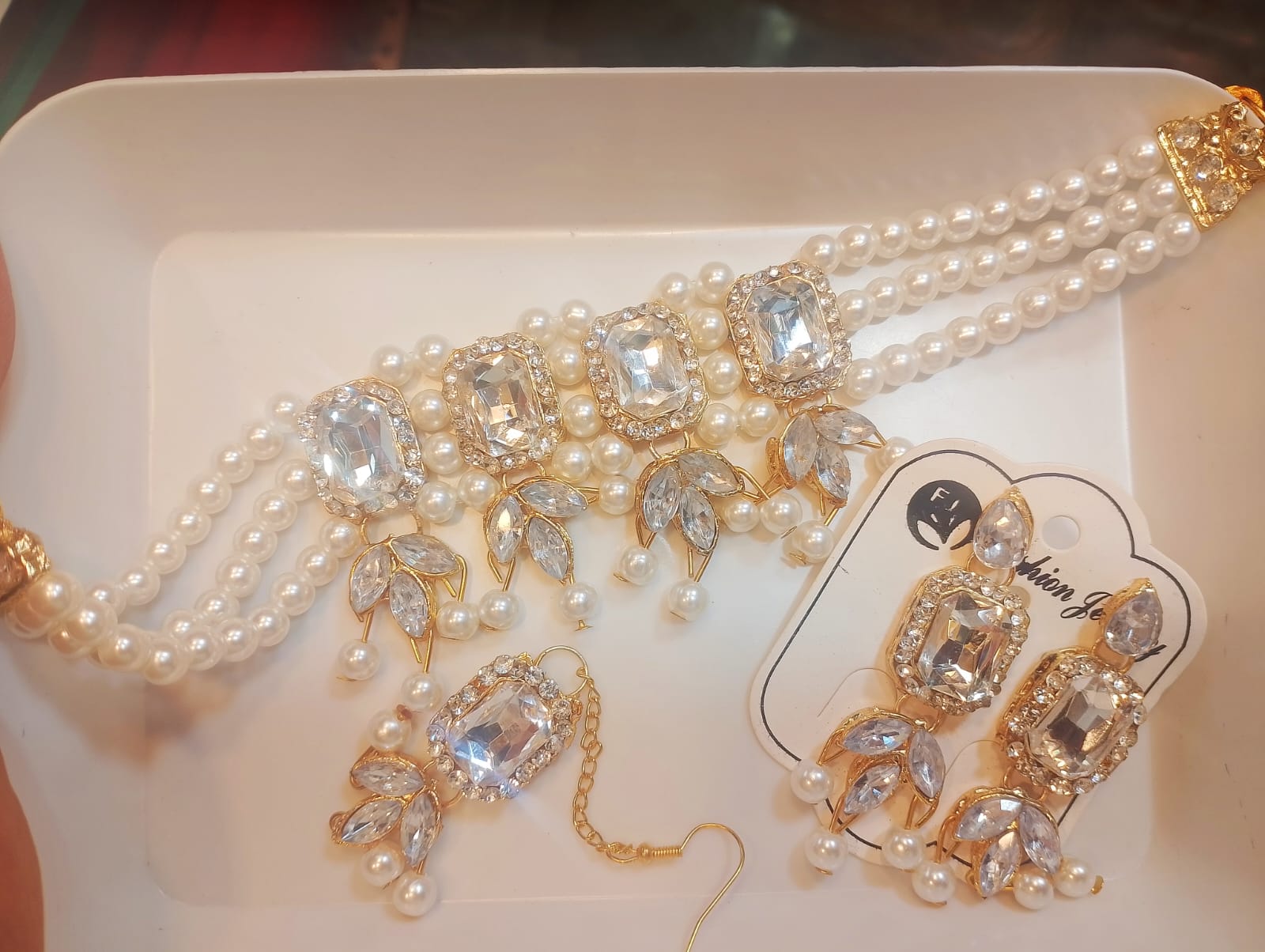 Picture of Jewel Addiction Gold Plated Polki Kundan And Pearls Choker Necklace 