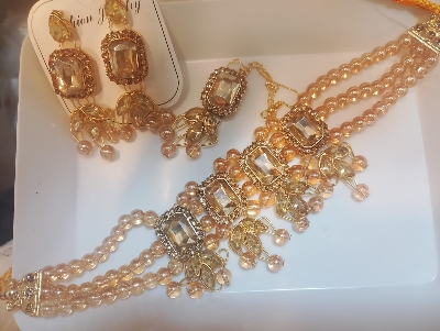 Picture of Jewel Addiction Gold Plated Polki Kundan And Pearls Choker Necklace 