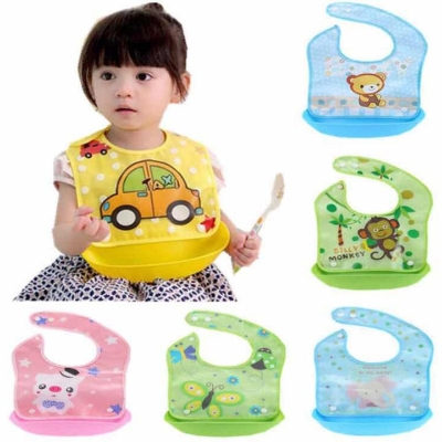 Picture of Waterproof Baby Bib Baby Tray Bibs Baby Food catcher Lunch Feeding Bib-Multicolor(1 Pcs)