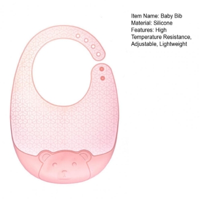 Picture of Food Grade Premium Infant Waterproof Silicone Baby Bib BPA Free Feeding Baby Ultra-thin Bibs