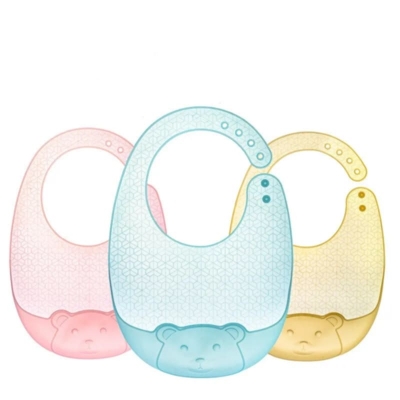 Picture of Food Grade Premium Infant Waterproof Silicone Baby Bib BPA Free Feeding Baby Ultra-thin Bibs
