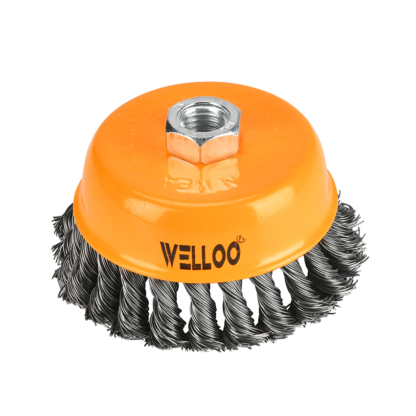 Picture of WELLOO 3" inch Round Steel Industrial Polish Cup Twisted Knot Wire Brush-WCT12075