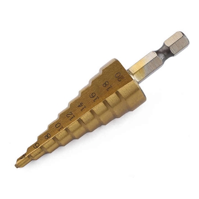 Picture of High Speed Steel Titanium Coated Step Drill Bits 3Pcs Titanium Step Drill Bit Set for Plastic Wood-GND-X1000256