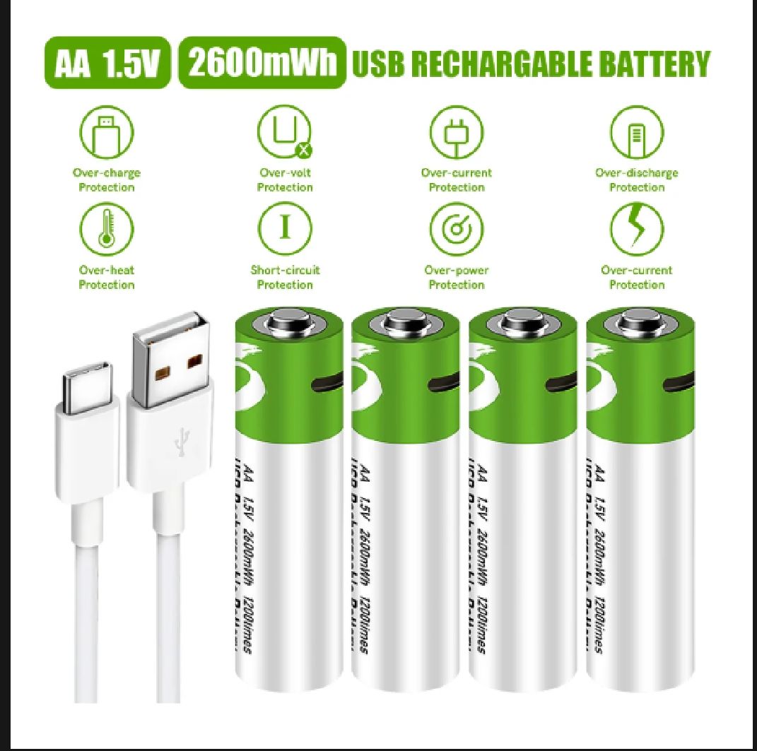 Picture of 🔋 SmartTools RB40 AA 1.5V 2600mAh Rechargeable Battery – 4pcs Set