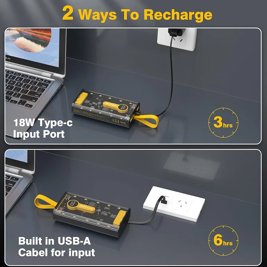 Picture of ⚡ Portable Charger 10000mAh – 22.5W Fast Charging Power Bank with Built-in Cables